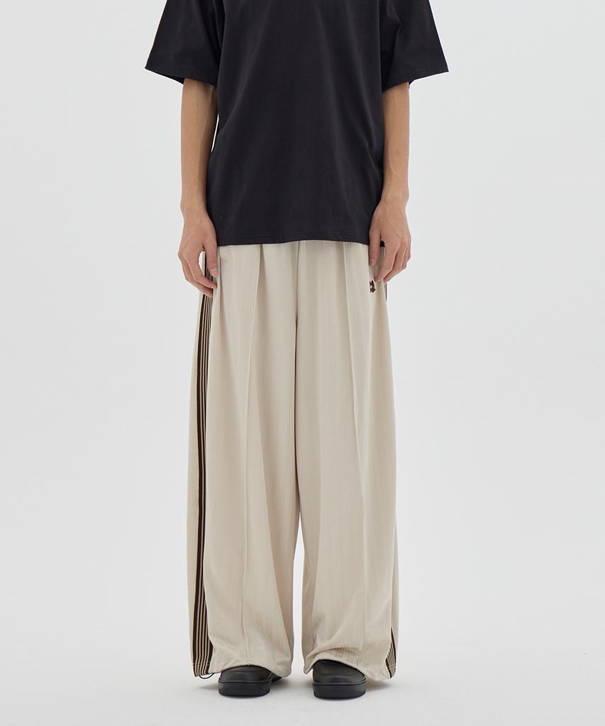 URBANAGE Balloon Fit Curved Line Track Pants_Beige