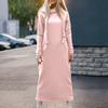 Women's Fashion Solid-color Long-sleeved Hooded And Fleece Long Sweatshirt