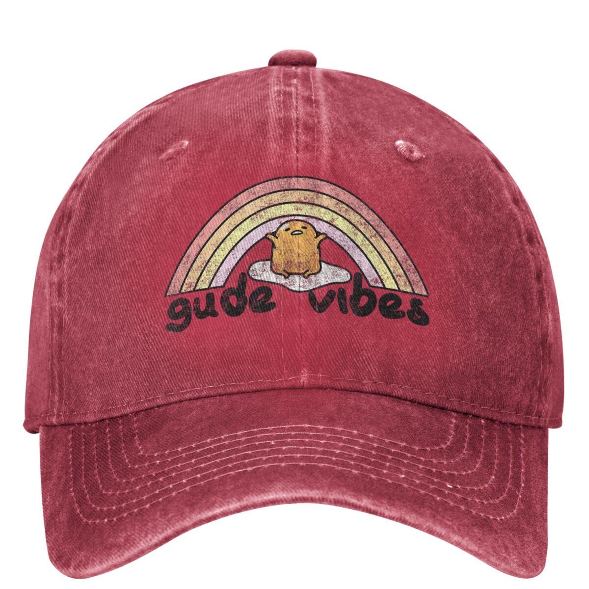 Gudetama Gude Vibes Good Vibes Rainbow Washed Baseball Cap Casual Trucker Dad Hat Unisex Unisex Outdoor Sports Design Baseball Caps One Size