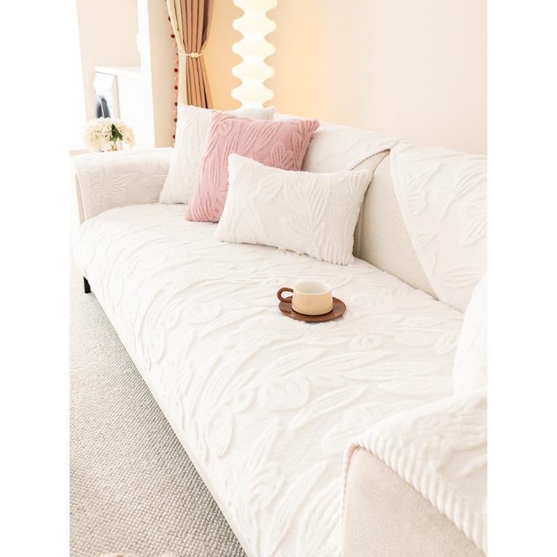 Rabbit Down Cut Flower Winter Sofa Cushion Anti-cat Scratch Sofa Cover Upholstery Backrest Towel Seat Cushion