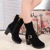 Fashion Winter High Heel Boots Warm Plush Square Heels Winter Shoes Women's Boots Ladies Fashion Brand Ankle Snow Boots 2024