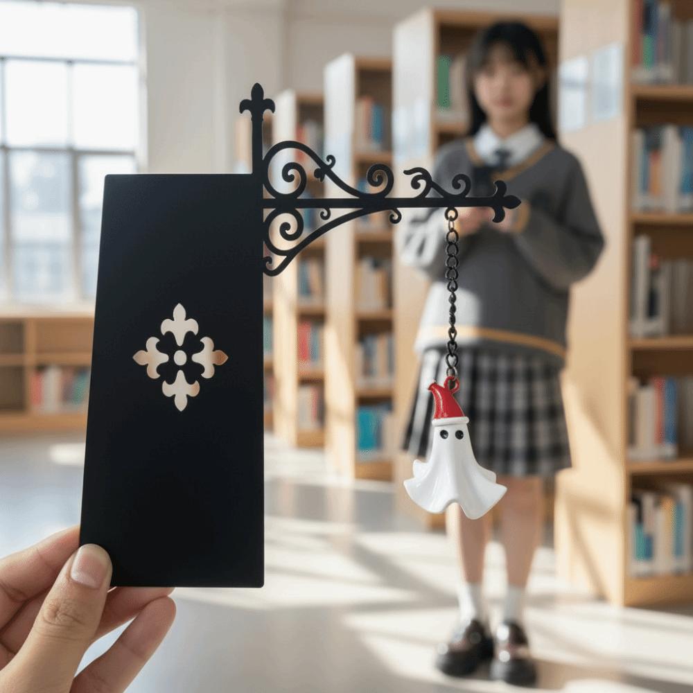 Metal Shelf Divider Patchwork Library Marker Hanging Bookmarker Ghost Bookmark Office