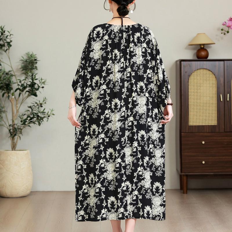 Eleganta Oversize-klänningar för kvinnor Plus Size Casual Sommar Långklänning Lös Vintage-kläder