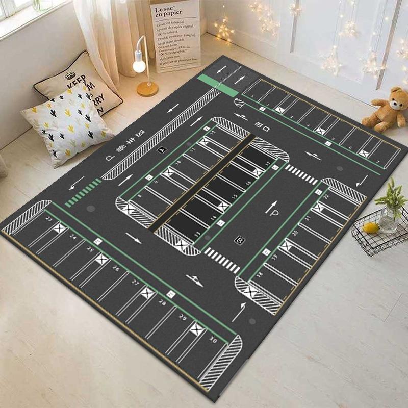 3D Game Carpet for Children's Bedroom Children Playground Floor Mat Non-Slip Kid Automotive Roads Playing Pad Home Decor Rugs