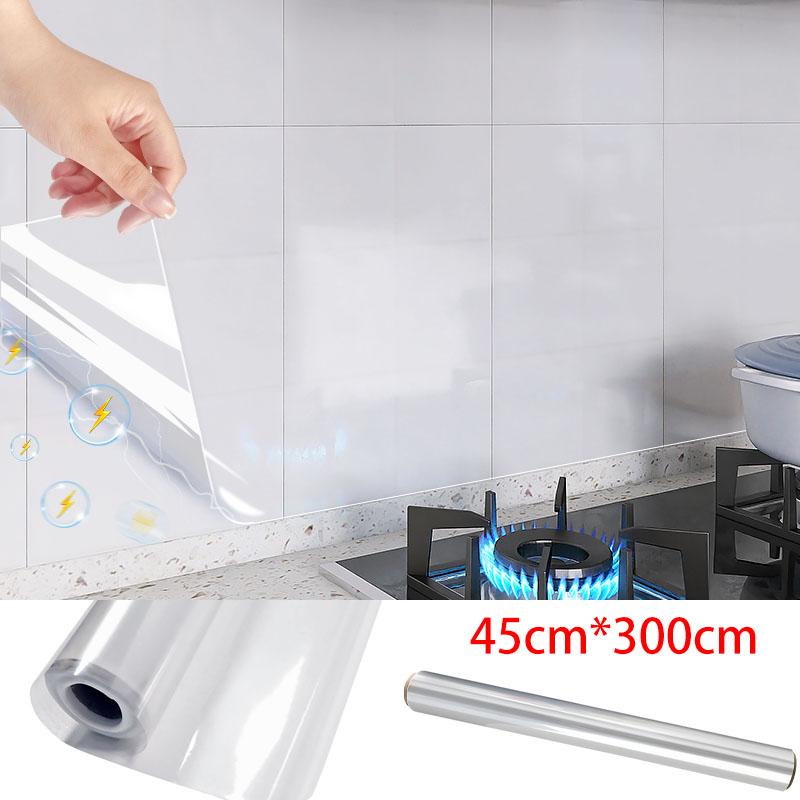 Waterproof Wall Stickers Transparent Adhesive Wall Wallpaper Electrostatic Adsorption Kitchen Oil Pollution Prevention Sticker