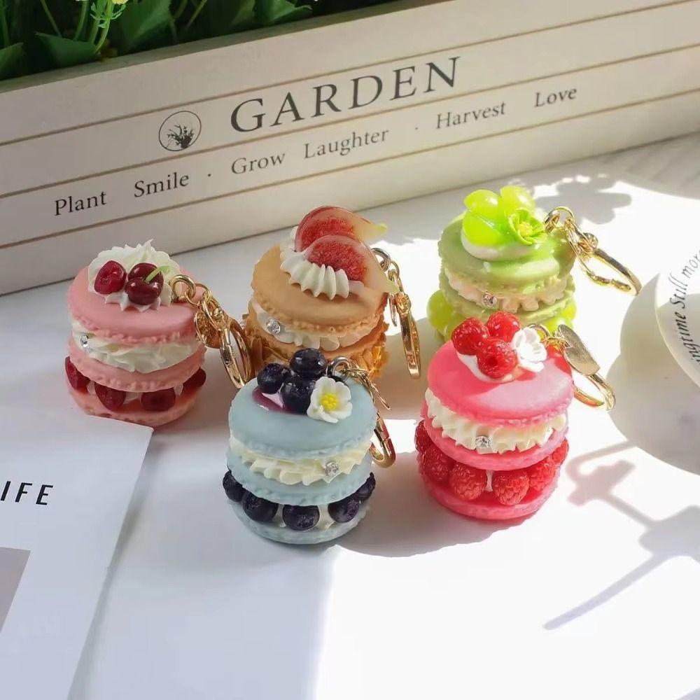 Simple Funny Fruit Dessert Pendant Simulation Food Keyring Fashion Cake Keychain  Best Friend Gift
