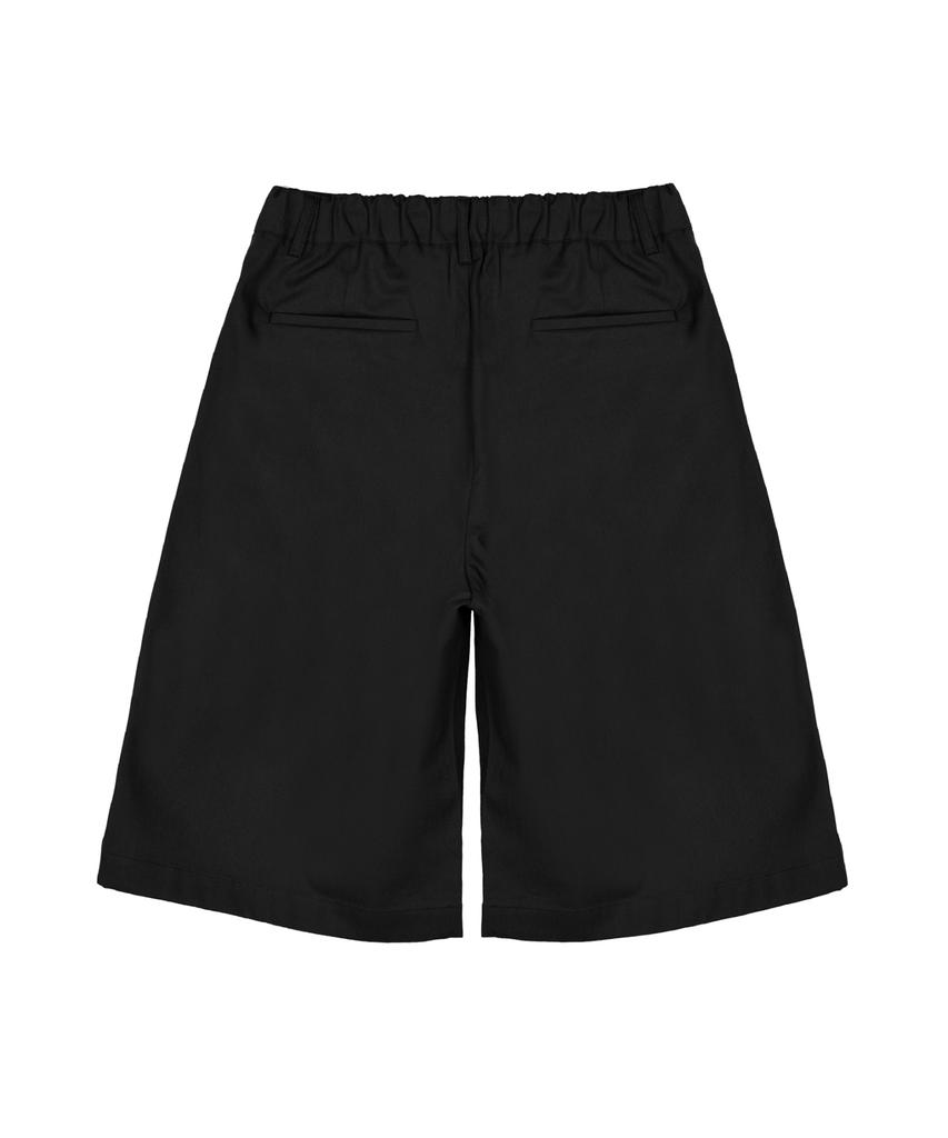 Nigaennikol Wide Two-Tuck Bermuda Pants_Black