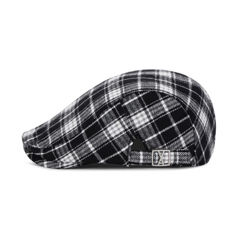 VARZAR VA Square Belt Check Hunting Cap Black Check