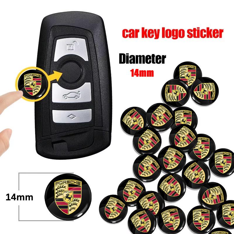 14mm Car Key Emblem Stickers Auto Control Key Logo Accessories For Porsche Cayenne Panamera Macan Boxster 911 Carrera-GT 928 944 918-Spyder