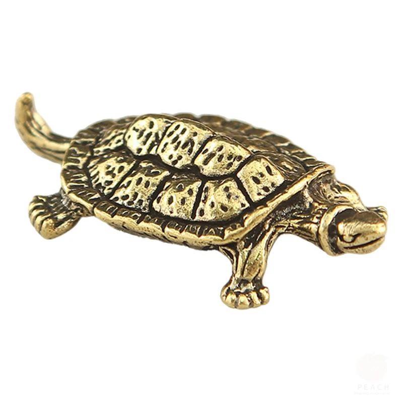 Retro Brass Tortoise Ornament Statue Metal Animal Sculpture Home Office Decoration Ornament Tea Pet Crafts
