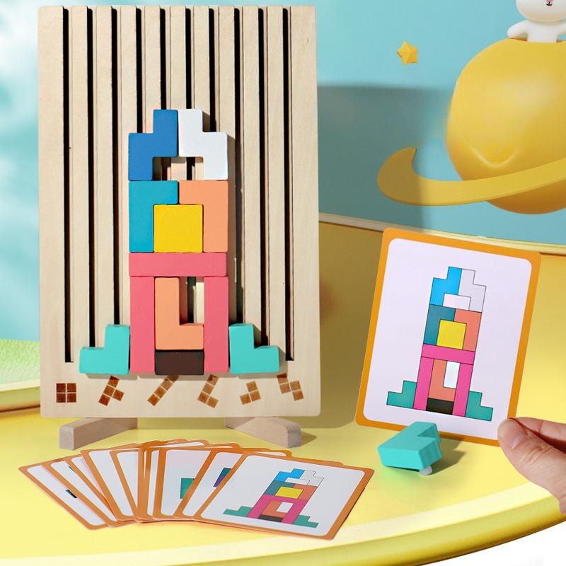 3D Wooden Puzzle, Building Blocks, Puzzle Game, Baby Logic Training Puzzle Toys, Parent-Child Interactive Games