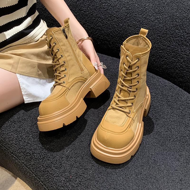 British Style Retro Bumblebee Platform Martin Boots Women's Summer 2025 New American Super Fire Thick Heel Short Boots