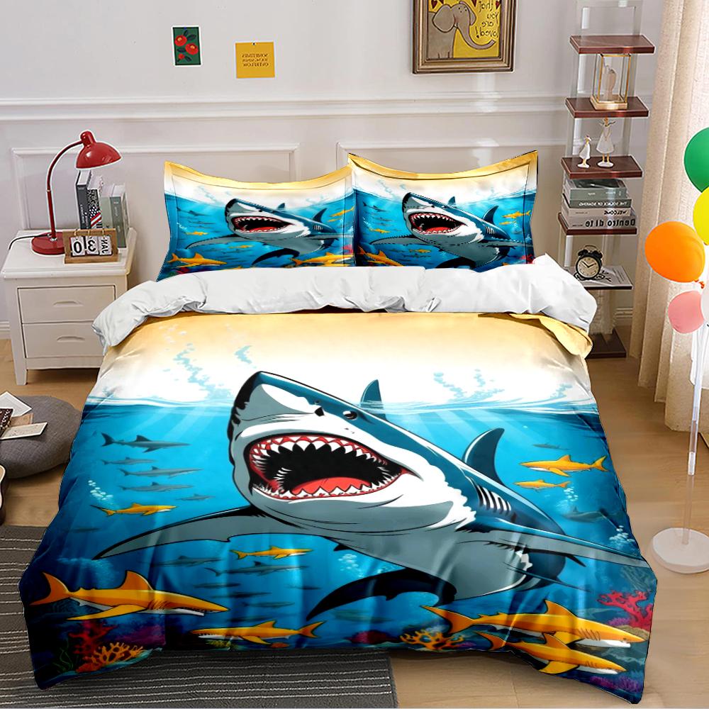 Shark Ocean Bedding Set Bedding Set (1 Duvet Cover, 2 Pillowcases, Duvet Not Included)