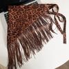 Animal Pattern Tassels Detail Hip Wrap Curtain Triangular Stretchable Belt Waistband Comfortable Daily Party Wear