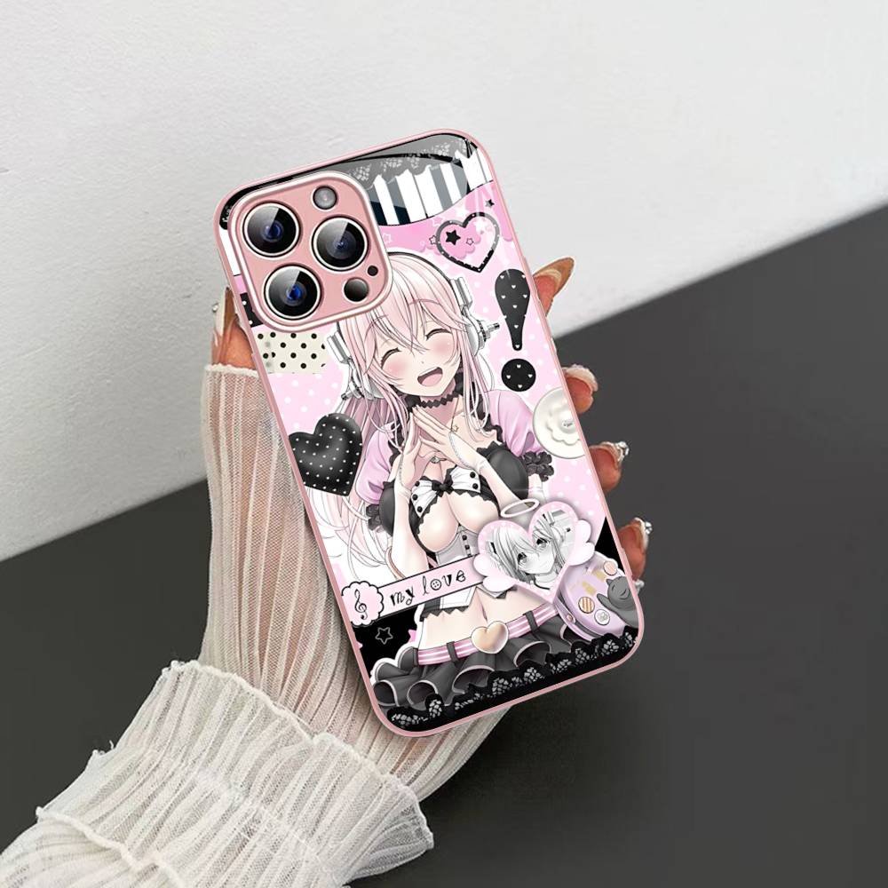 Classic Virtual Singer Super S-Sonico For IPhone 14 13 12 Mini 11 Pro XS Max X XR 14 Plus Tempered Glass Cover