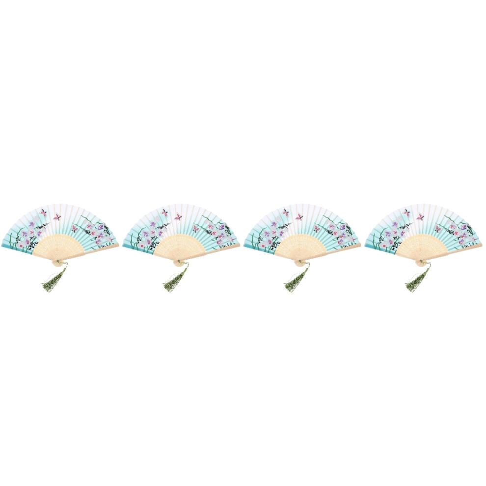 4Pcs Multicolor Bamboo Folding Fan Traditional Chinese Fan for Decor