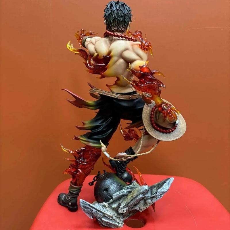 Action Figures One Piece Flower Flower Flame Ace Tip Smile Scene Gk Statue Model Desktop Ornament Decoration For Fans
