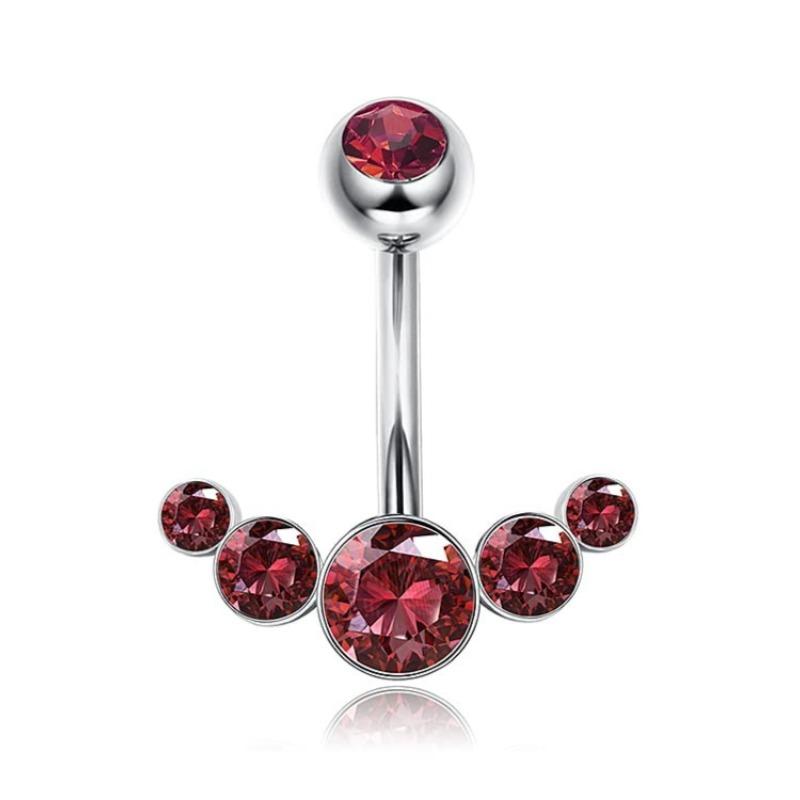 1CS Belly Button Rings Surgical Stainless Steel Belly Piercing 14G Cute Pink CZ Dangle Belly Rings Piercing Jewelry for Women