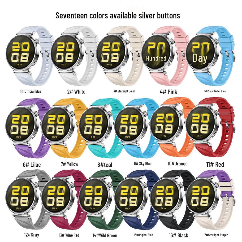 Original Style Monochrome Silicone Watch Strap 18mm for Huawei Watch GT 5, Women's 41mm