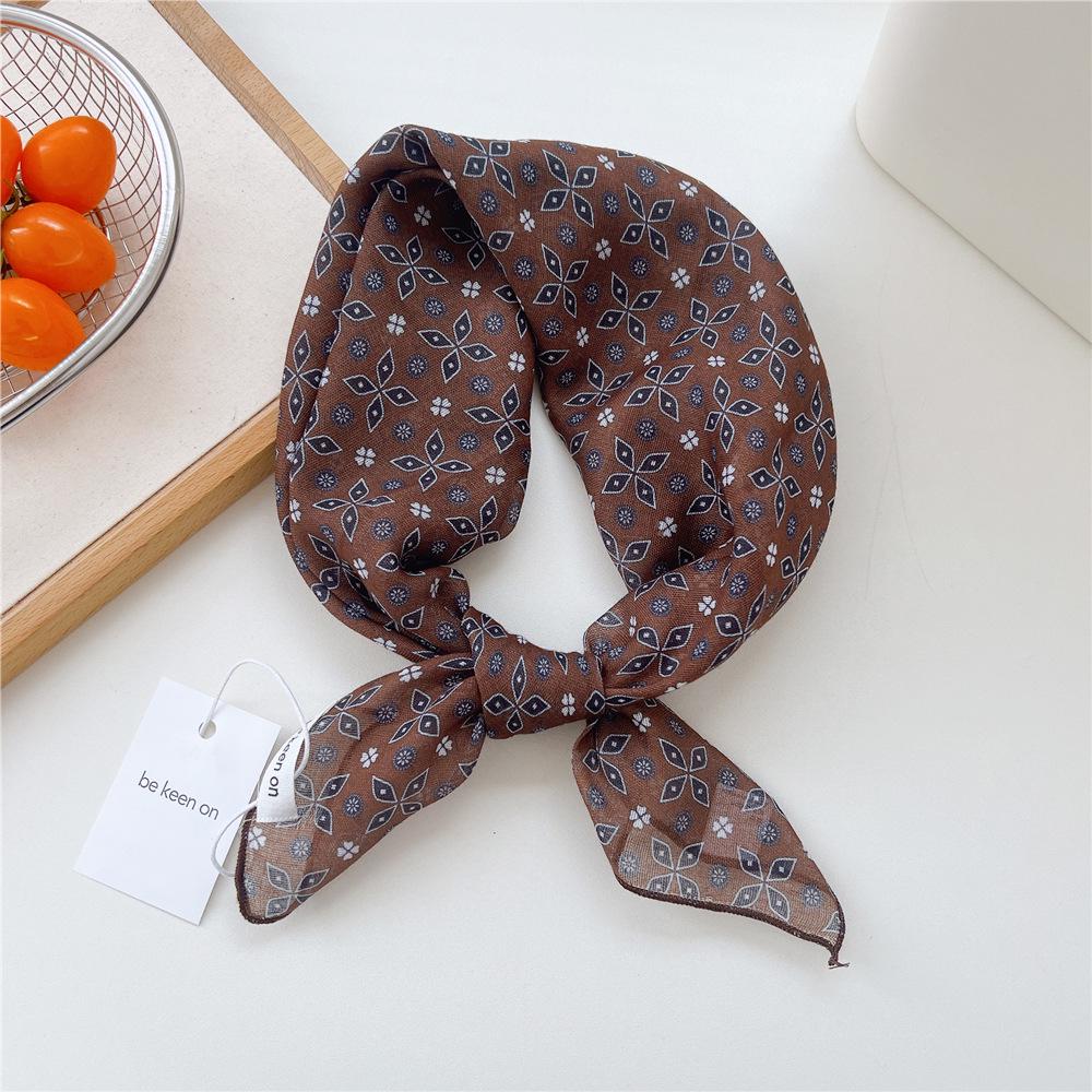 55 Floral Small Silk Scarf: Spring/Summer Korean Fashion Headscarf, Decorative Hairband, Paisley Neckerchief