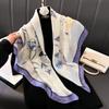 Women's Retro Fashion Mulberry Silk Feel Square Scarf - Summer Faux Satin, Sun Protection, 90cm