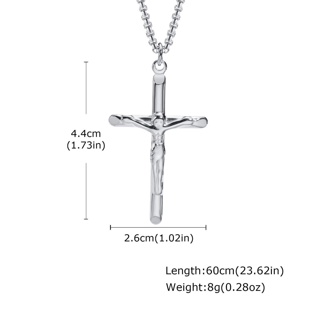 Stainless Steel Catholic Cross Necklace for Men,St. Benedict's Catholic Crucifix Pendant Necklace,Religion Gothic Jewelry Gift