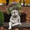 Unique Attitude Flowerpot Bulldog Creative Decorative Planter with Design Eye-Catching Garden Centerpiece Decor Indoor Outdoor Plant Pot Novelty