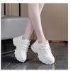 Korean Style Pu Leather Upper Thick Sole Platform Dad Sneakers Women Casual Sports Walking Shoes