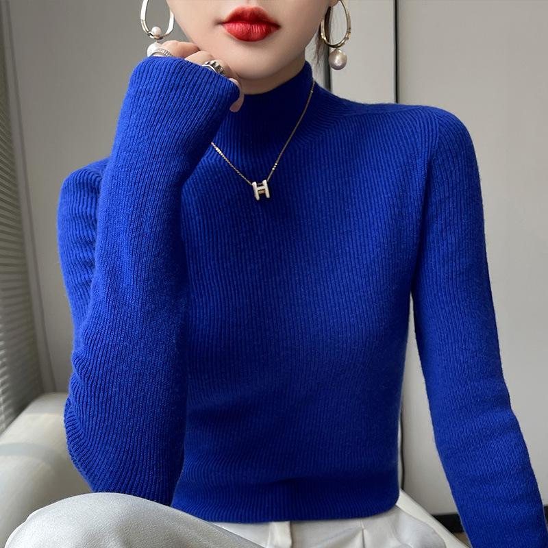 

Женский утолщенный зимний свитер со средней горловиной - стильный, высококачественный, большой размер, полувысокий воротник XXL