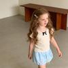 Korean Style Summer 2025 Lace Trim T-shirt & Bloomers Set for Toddlers