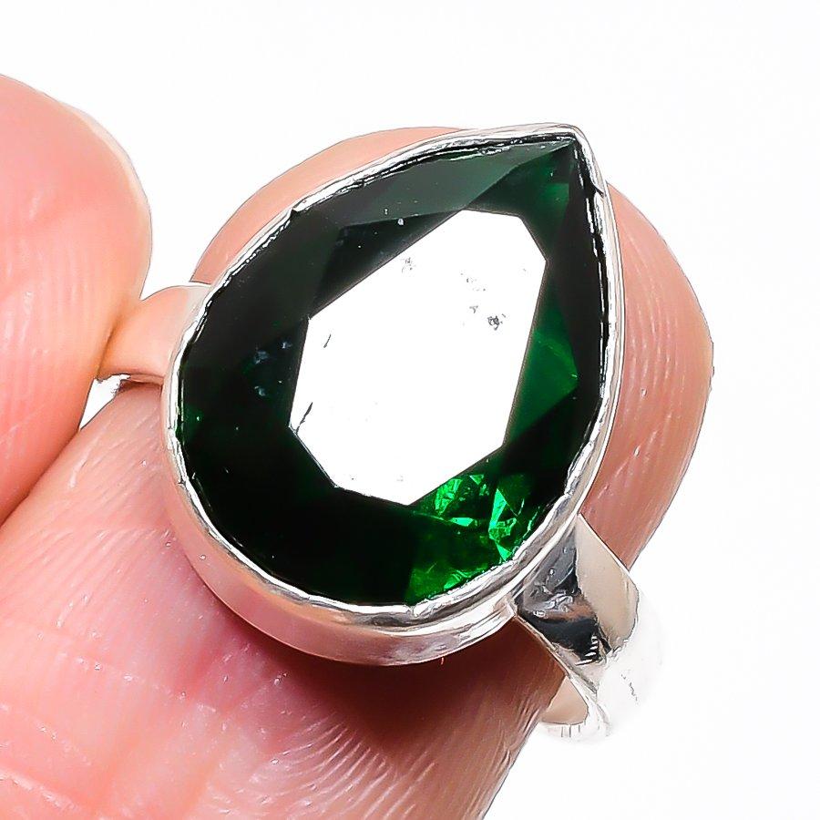 Chrome Diopside Gemstone 925 Sterling Silver Jewelry Ring Size Adjustable KJ-406