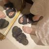 New spring and autumn flat-bottomed versatile casual fluffy slippers women's fashion one-word slippers women's trendy shoes