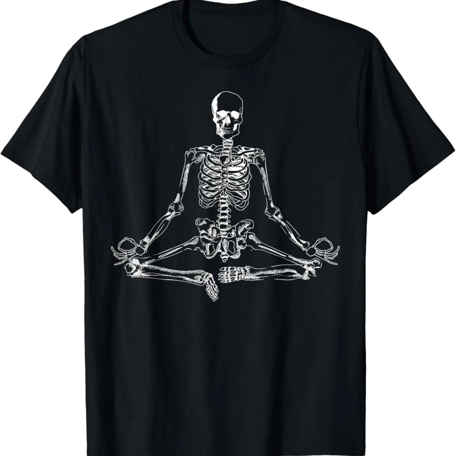 Halloween Meditating Skeleton Shirt _ Funny Freaky Yoga Gift S