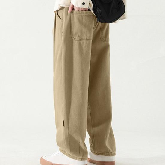 Wide-Leg Retro Style Breathable Versatile Long Loose Solid Color All-match Straight Trousers
