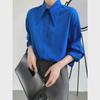 Luxi Women's Autumn 2025 French Chic Solid Color Pointed Collar Shirt