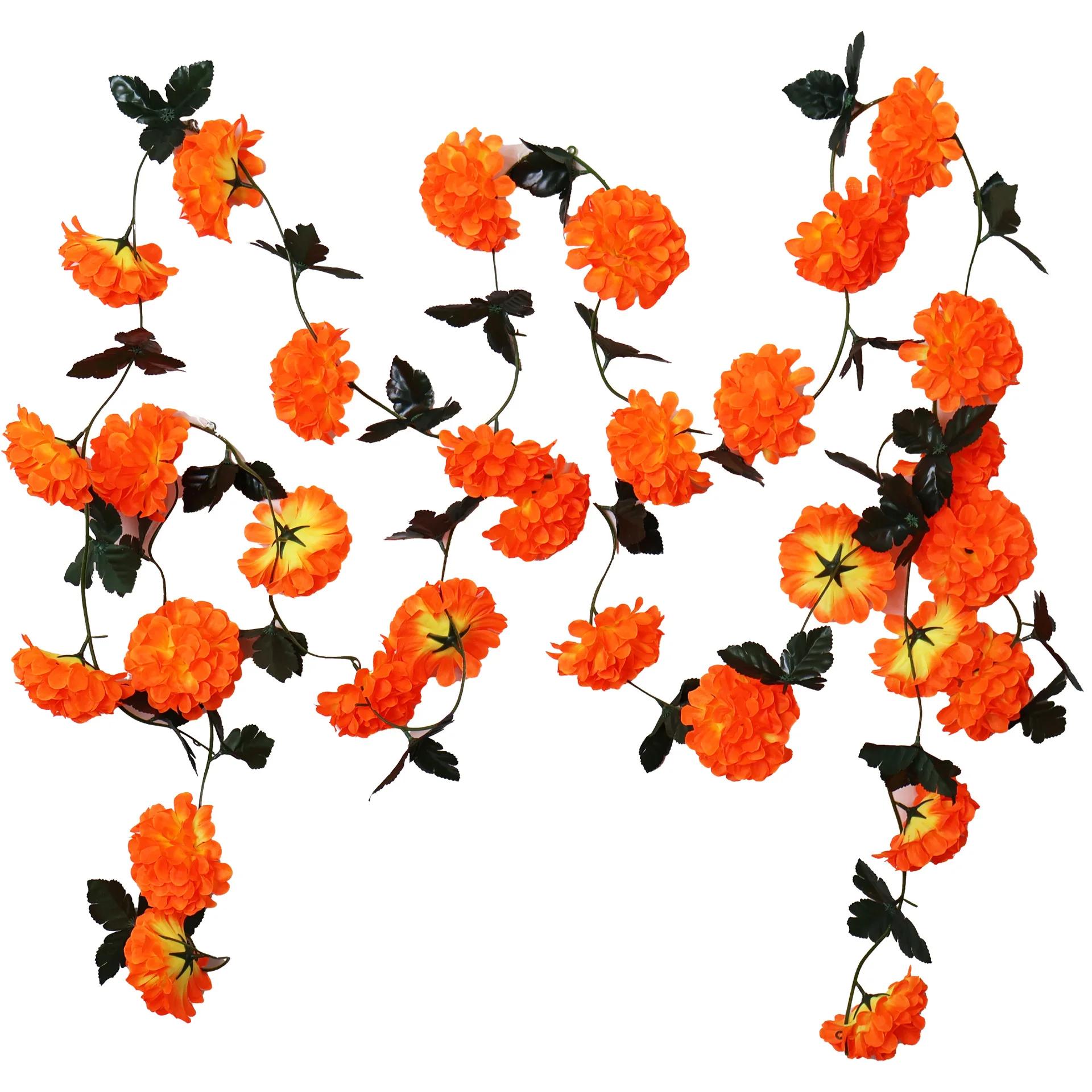 

1-10PCS Artificial Chrysanthemum Marigold Hanging Decor Wall Garland for Halloween Day of The Dead Diwali Easter Altar Decor 1PC оранжевый