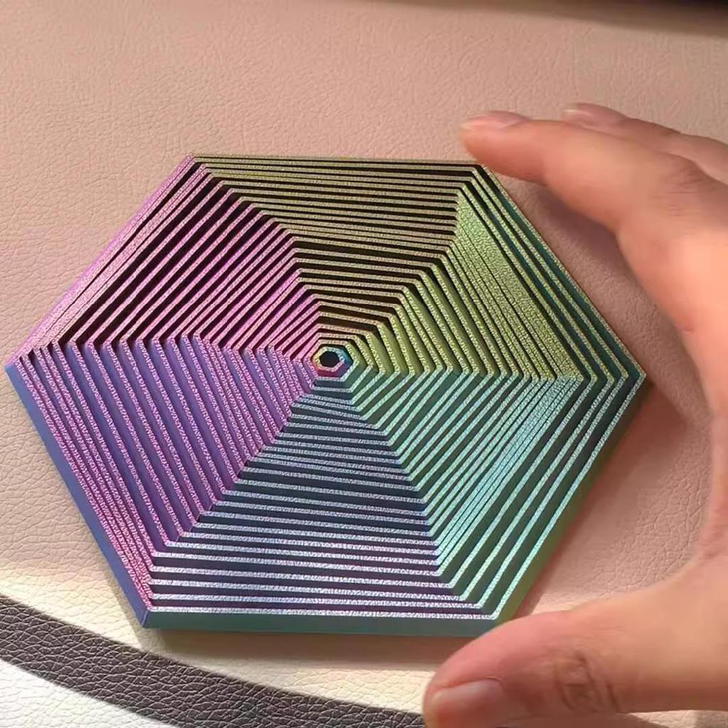 3D Printed Hexagon Optical Illusion Toy: Creative, Educational, Rotatable, and Stress-Relieving