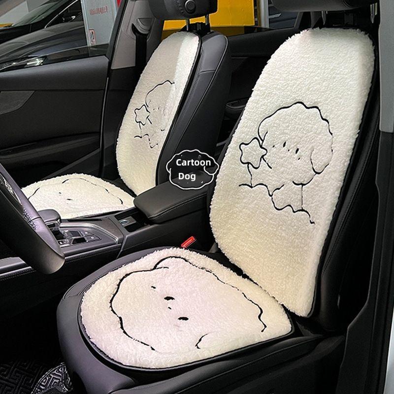 

Новинка 2023 года, зимняя автомобильная подушка из овечьей шерсти, теплые чехлы на автомобильные сиденья, милые черно-белые автомобильные аксессуары для собак, интерьер