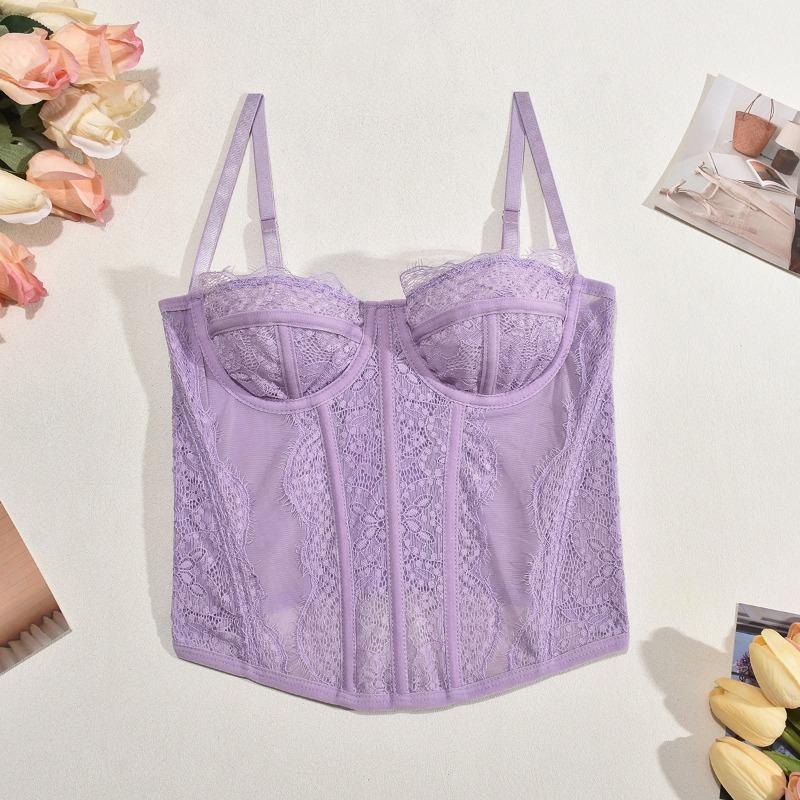 

Ветер, взрывное женское новое тонкое кружевное сексуальное корректирующее белье, топ на бретелях и верхняя одежда XL светло-фиолетовый
