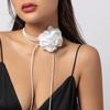 Exaggerated Big Rose Flower Clavicle Chain Necklace Adjustable Bowknot Choker