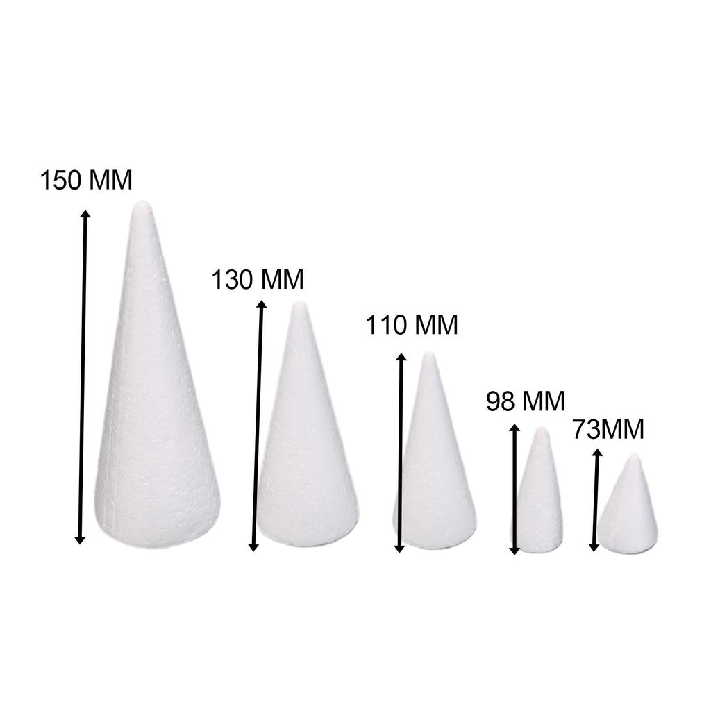 5 Pieces Foam Cones for Crafts Decorations Cake Topper Polystyrene Cones for Table Centerpiece Wedding Party Activities DIY Arts