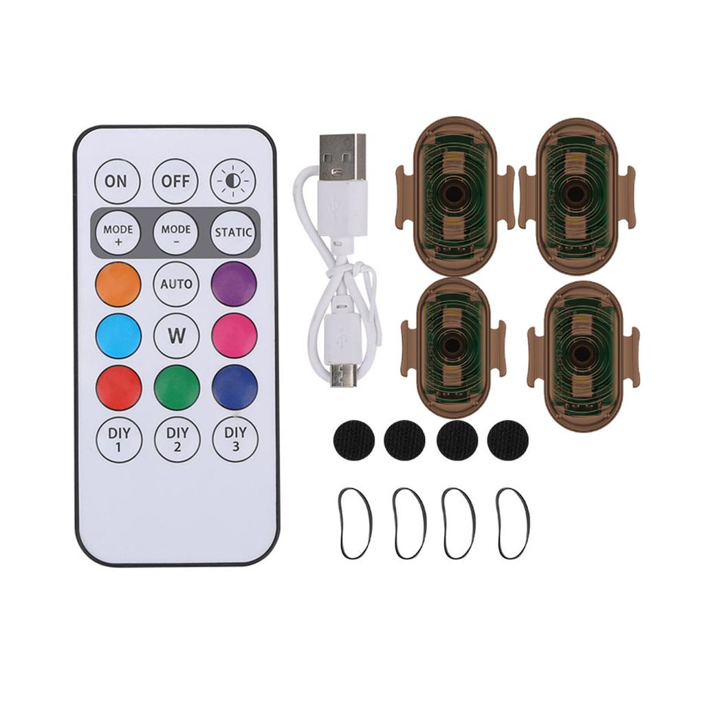 Zdalnie sterowana lampa stroboskopowa LED do samochodów 8 kolorów 10 trybów Lampa ostrzegawcza LED ładowana przez USB, migająca, brązowa