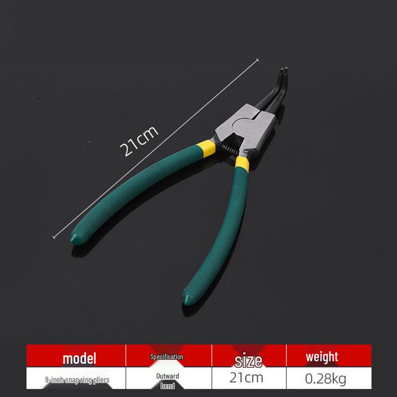 7-inch Snap Ring Pliers with Two-way Straight and Bent Jaws for Internal/External Use - Multi-function Expansion Shaft Holding Tool.