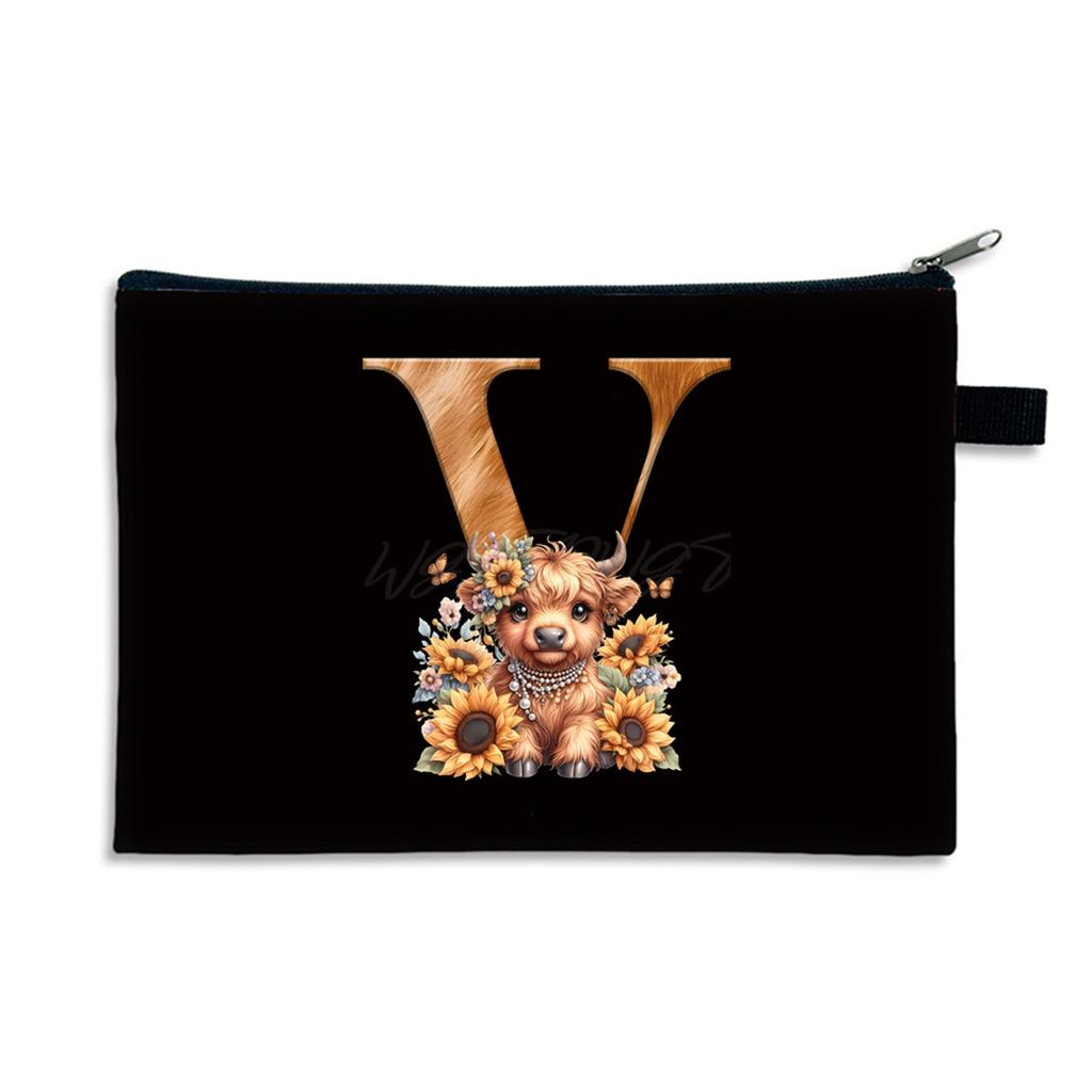 26 letter print size change bag Oxford cloth zipper storage bag Student portable pencil case