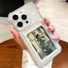 Transparent Card Bag Holder Phone Case For iPhone16 11 12 13 14 15 ProMax X Xs Max XR Plus Mini Wallet Silicone Shockproof Cover
