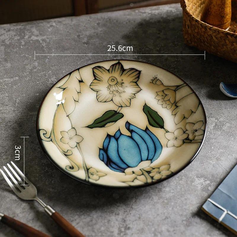 Light Luxury Flowers Ceramic Plate High End Restaurants Pasta Steak Plate Delicious Dishes Dining Plates Unique Home Tableware