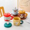 Creative Cartoon Mug Ceramic Cup Water Cup with Lid Cute Coffee Cup Children Water Cup Gift Birthday Gift