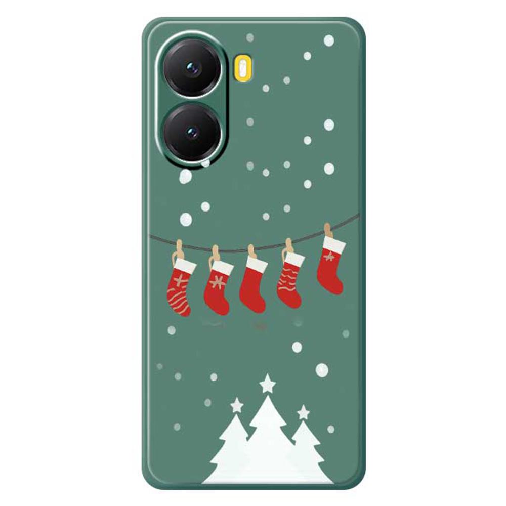 For Xiaomi Redmi Turbo 4 5G/Poco X7 Pro 5G Case Christmas Stockings Pattern Printing Straight Edge TPU Phone Back Cover
