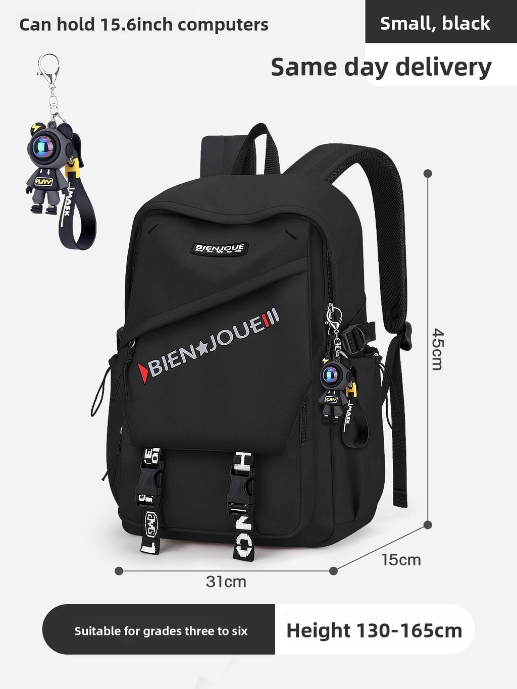 

Stylish Nylon Student Backpack With Letter Pattern And Padded Straps For School Use Style A