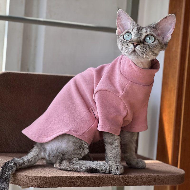 Sphynx/Devon No-Fur High Neck Cat Clothes - Soft Warm Base Layer for Spring, Autumn, Winter